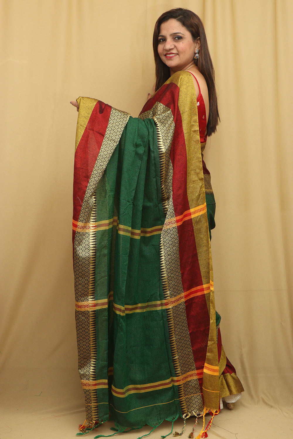 Stunning Green Bengal Cotton Saree - Beauty - Luxurion World