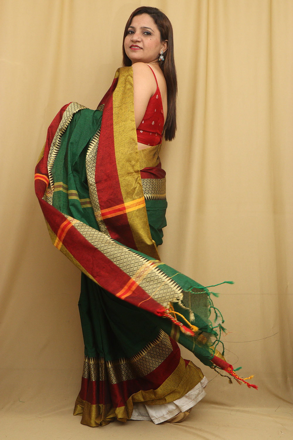 Stunning Green Bengal Cotton Saree - Beauty - Luxurion World