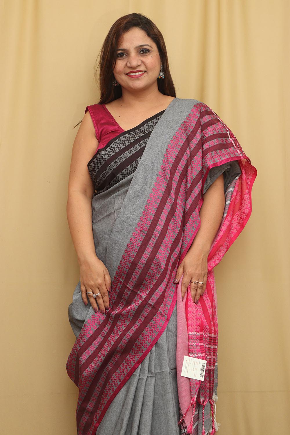 Elegant Grey Bengal Cotton Saree - Luxurion World