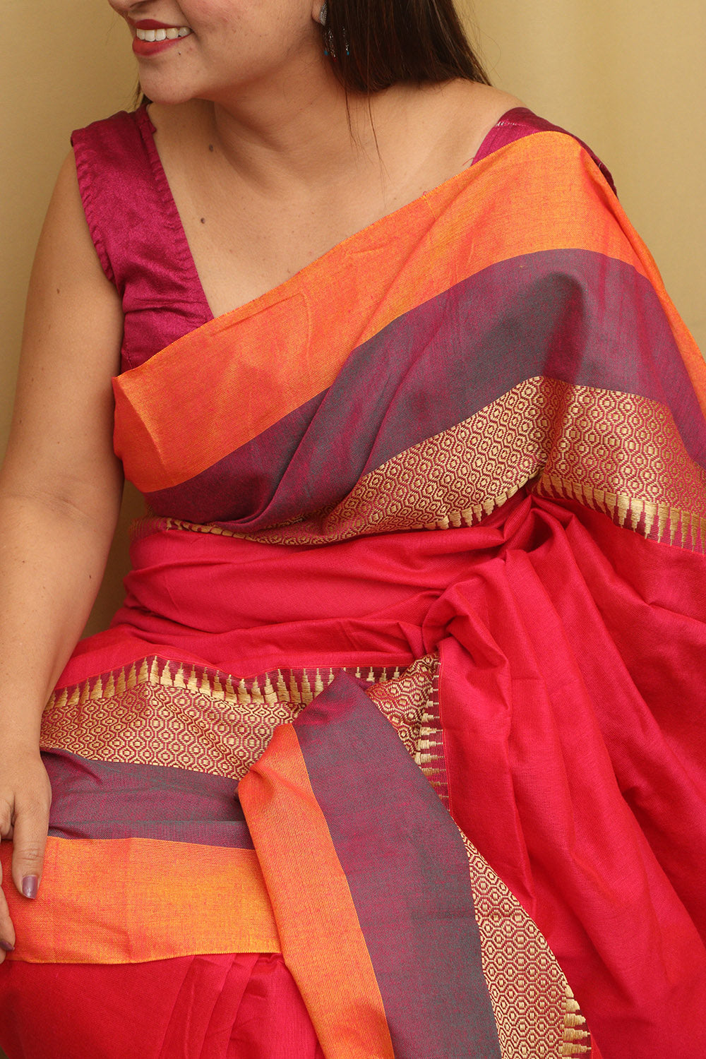 Stunning Pink Bengal Cotton Saree - Luxurion World