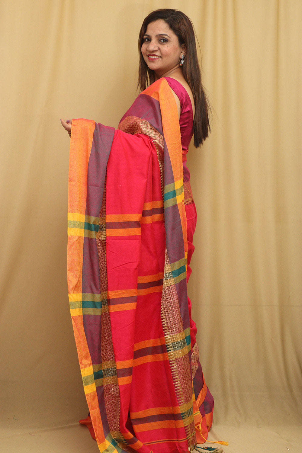 Stunning Pink Bengal Cotton Saree - Luxurion World