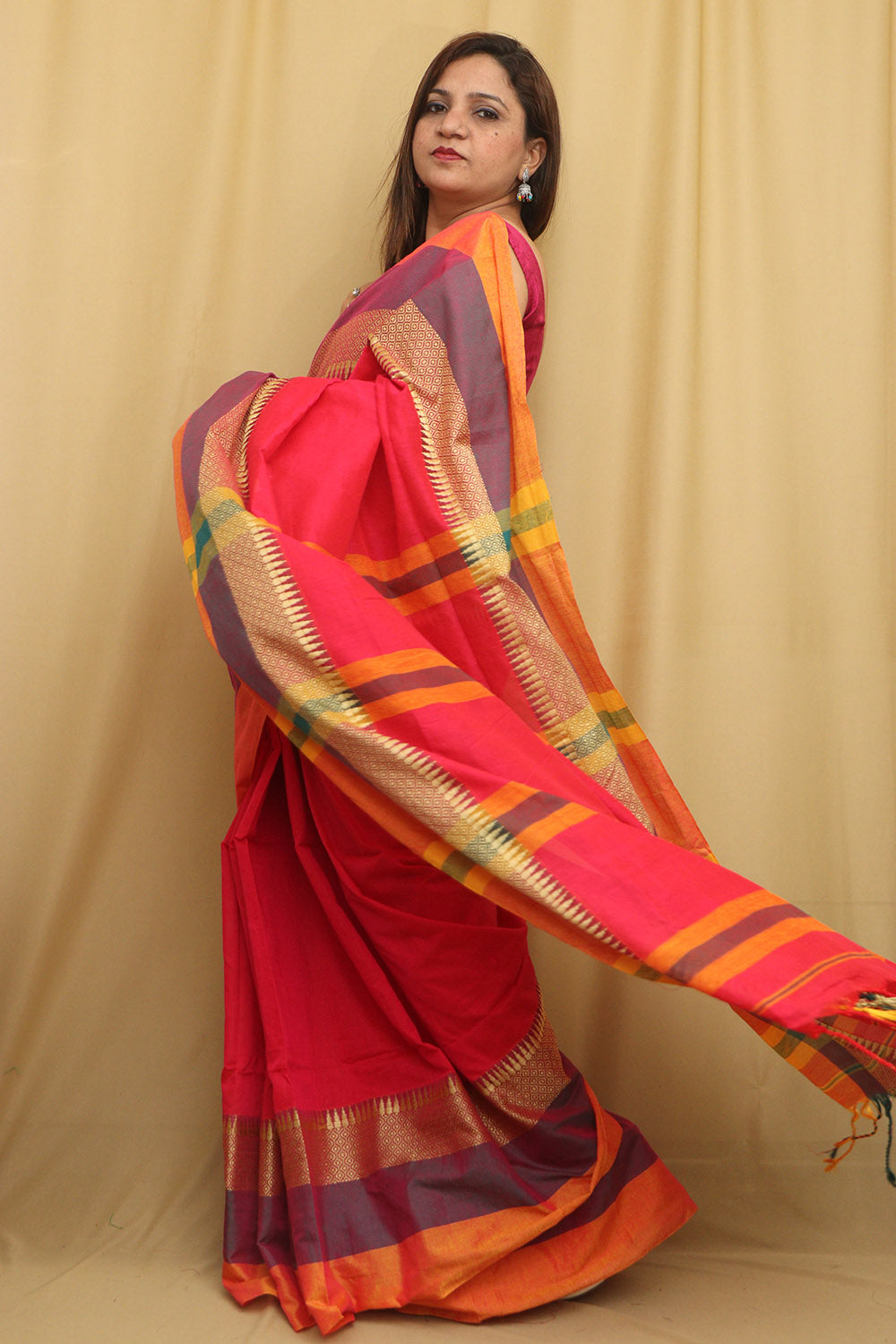 Stunning Pink Bengal Cotton Saree - Luxurion World