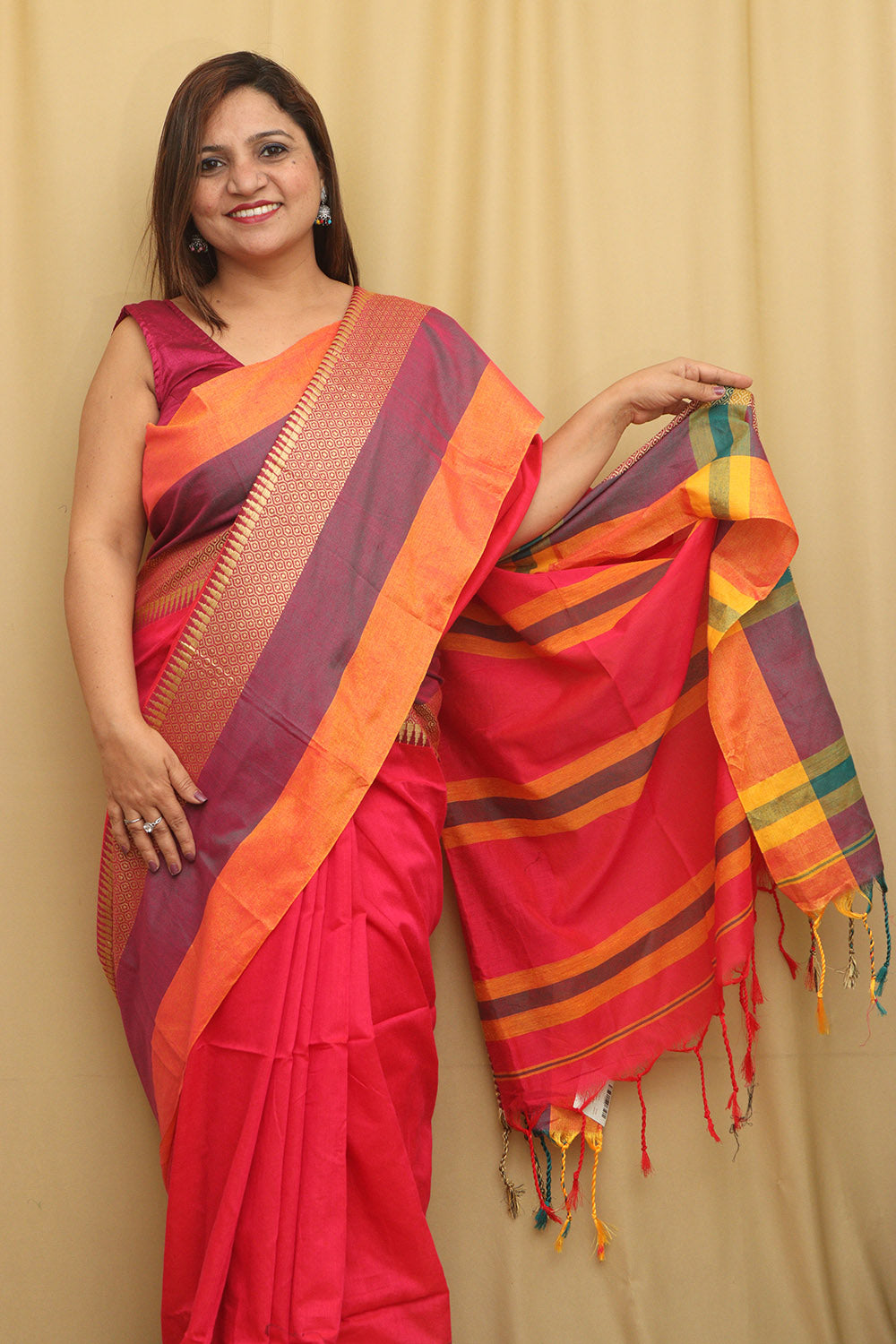 Stunning Pink Bengal Cotton Saree - Luxurion World