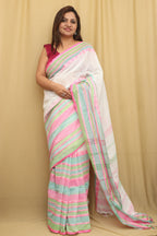 Elegant White Bengal Cotton Saree - Luxurion World