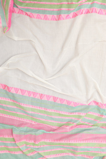 Elegant White Bengal Cotton Saree - Luxurion World