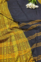 Stunning Black And Yellow Bengal Cotton Saree - Luxurion World