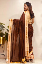 Brown Bengal Mul Cotton Saree