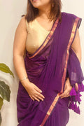 Purple Bengal Mul Cotton Saree Everyday Elegant