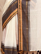 White And Grey Bengal Mul Cotton Saree Everyday Elegant