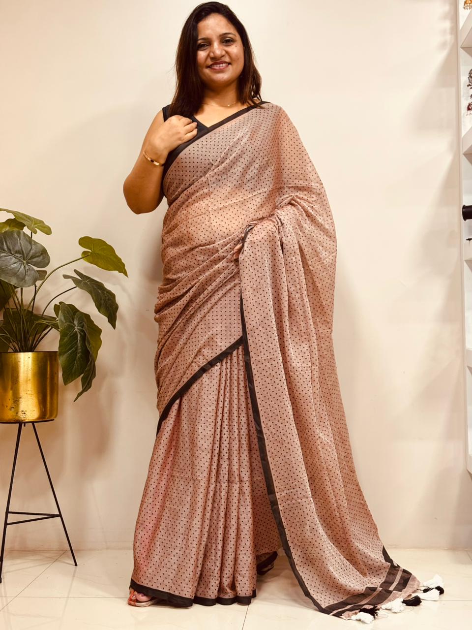 Brown Bengal Mul Cotton Saree Everyday Elegant