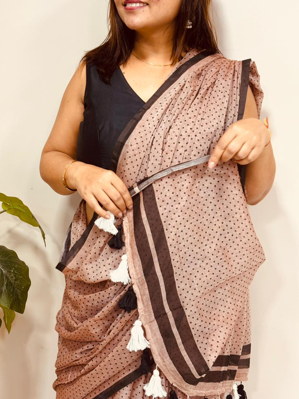 Brown Bengal Mul Cotton Saree Everyday Elegant