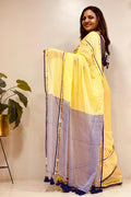 Yellow Bengal Mul Cotton Saree Everyday Elegant