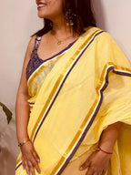Yellow Bengal Mul Cotton Saree Everyday Elegant