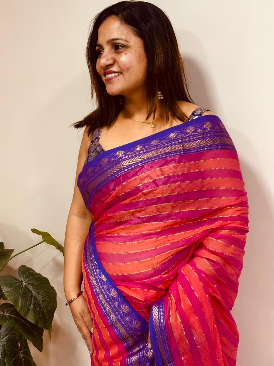 Pink Bengal Mul Cotton Saree Everyday Elegant