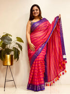 Pink Bengal Mul Cotton Saree Everyday Elegant