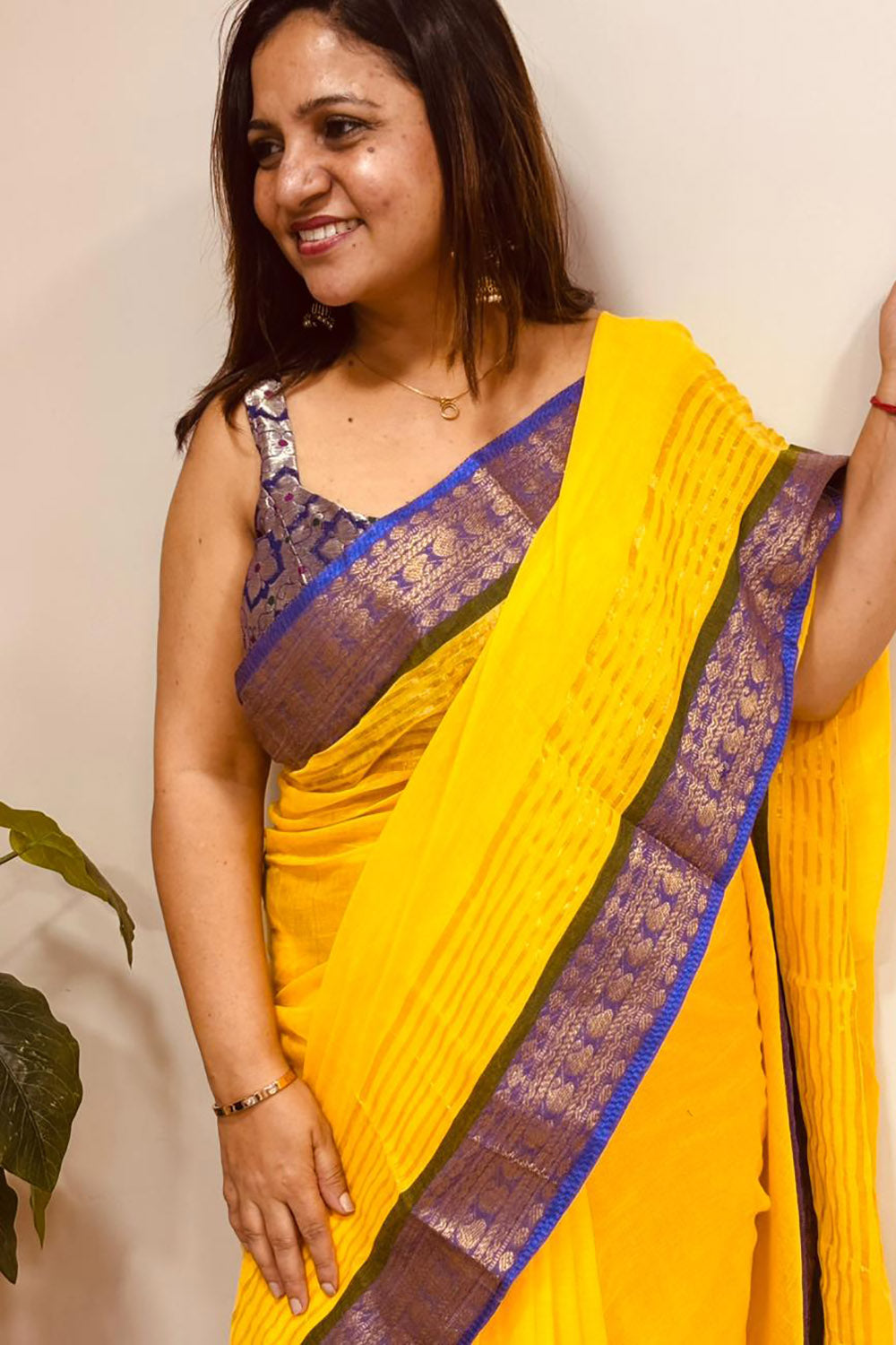 Yellow Bengal Mul Cotton Saree Everyday Elegant