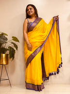 Yellow Bengal Mul Cotton Saree Everyday Elegant
