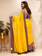 Yellow Bengal Mul Cotton Saree Everyday Elegant