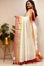 White Bengal Mul Cotton Saree Everyday Elegant