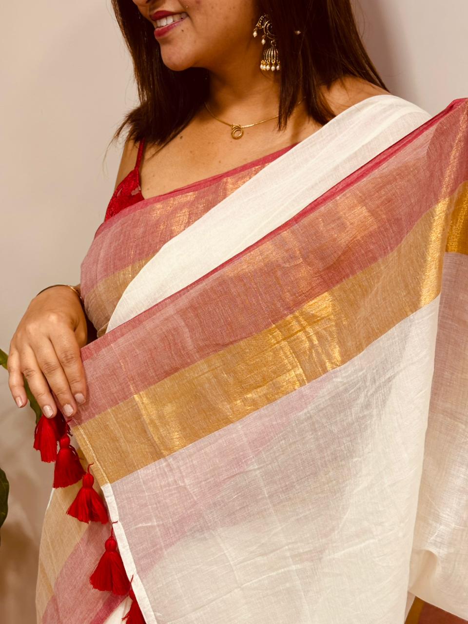 White Bengal Mul Cotton Saree Everyday Elegant