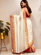 White Bengal Mul Cotton Saree Everyday Elegant