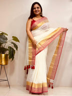White Bengal Mul Cotton Saree Everyday Elegant