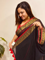 Black And Red Bengal Mul Cotton Saree Everyday Elegant