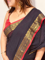 Black And Red Bengal Mul Cotton Saree Everyday Elegant