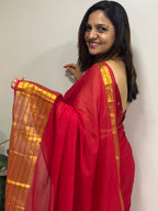 Red Bengal Mul Cotton Saree Everyday Elegant