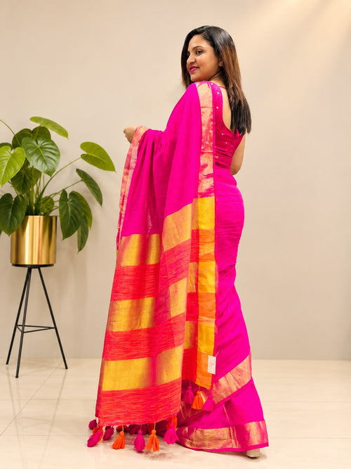 Pink Bengal Mul Cotton Saree IS1B7SU526090903