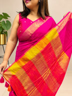 Pink Bengal Mul Cotton Saree IS1B7SU526090903
