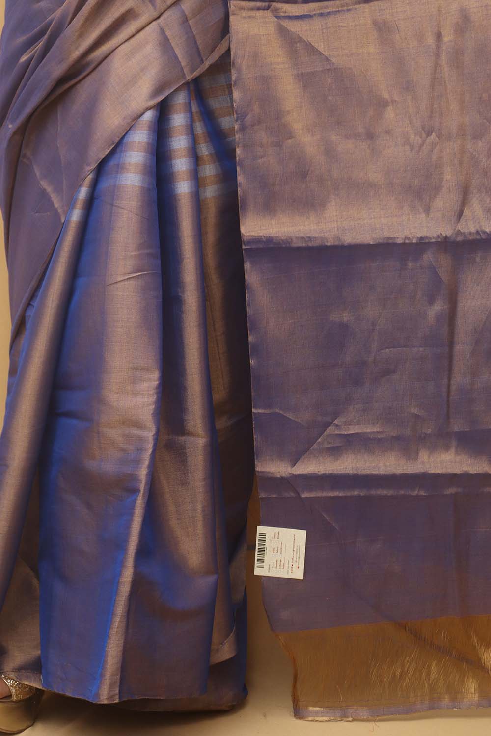 Blue Handloom Chanderi Pure Katan Tissue Silk Saree - Luxurion World