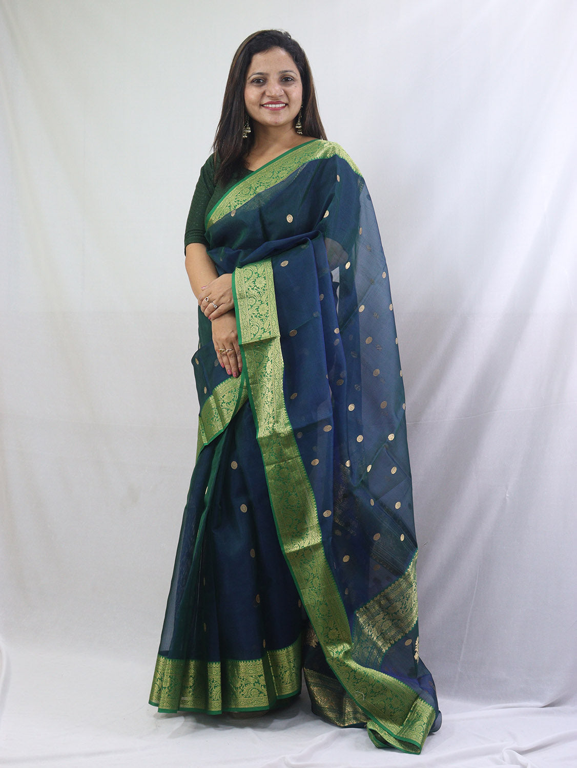 Exquisite Blue Handloom Chanderi Pure Katan Silk Saree - Perfect for Any Occasion - Luxurion World