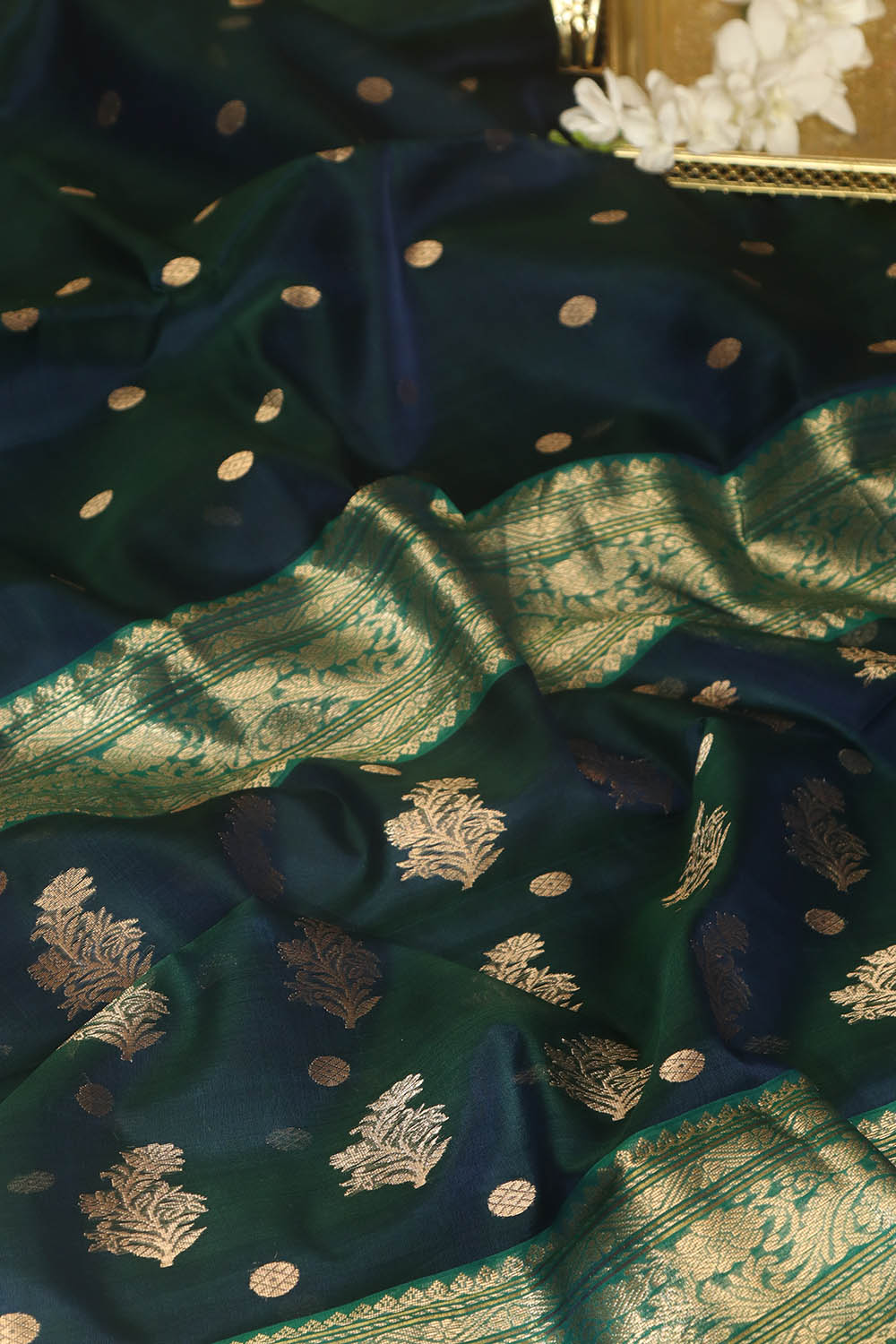 Exquisite Blue Handloom Chanderi Pure Katan Silk Saree - Perfect for Any Occasion - Luxurion World