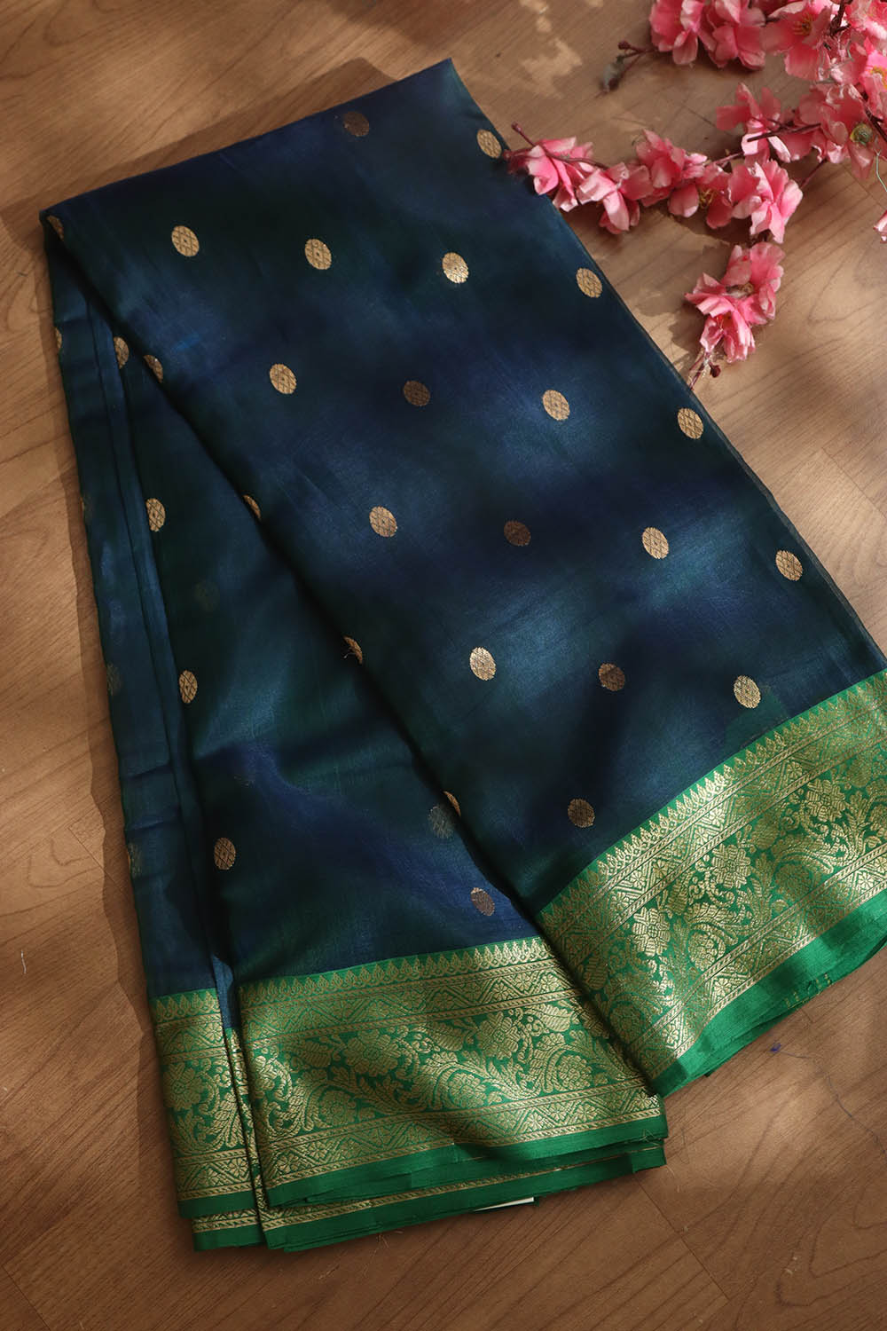Exquisite Blue Handloom Chanderi Pure Katan Silk Saree - Perfect for Any Occasion - Luxurion World