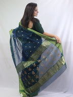 Exquisite Blue Handloom Chanderi Pure Katan Silk Saree - Perfect for Any Occasion - Luxurion World