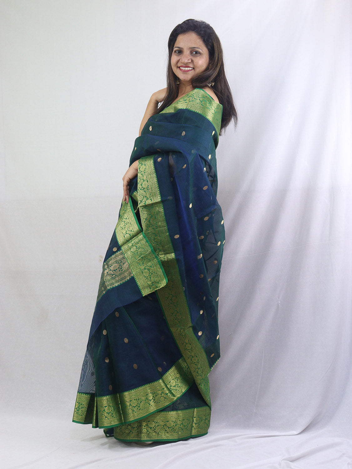 Exquisite Blue Handloom Chanderi Pure Katan Silk Saree - Perfect for Any Occasion - Luxurion World