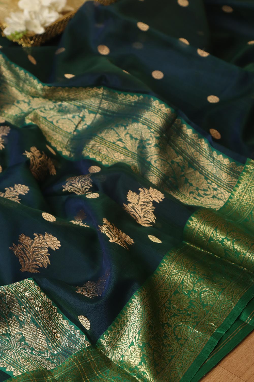 Exquisite Blue Handloom Chanderi Pure Katan Silk Saree - Perfect for Any Occasion - Luxurion World