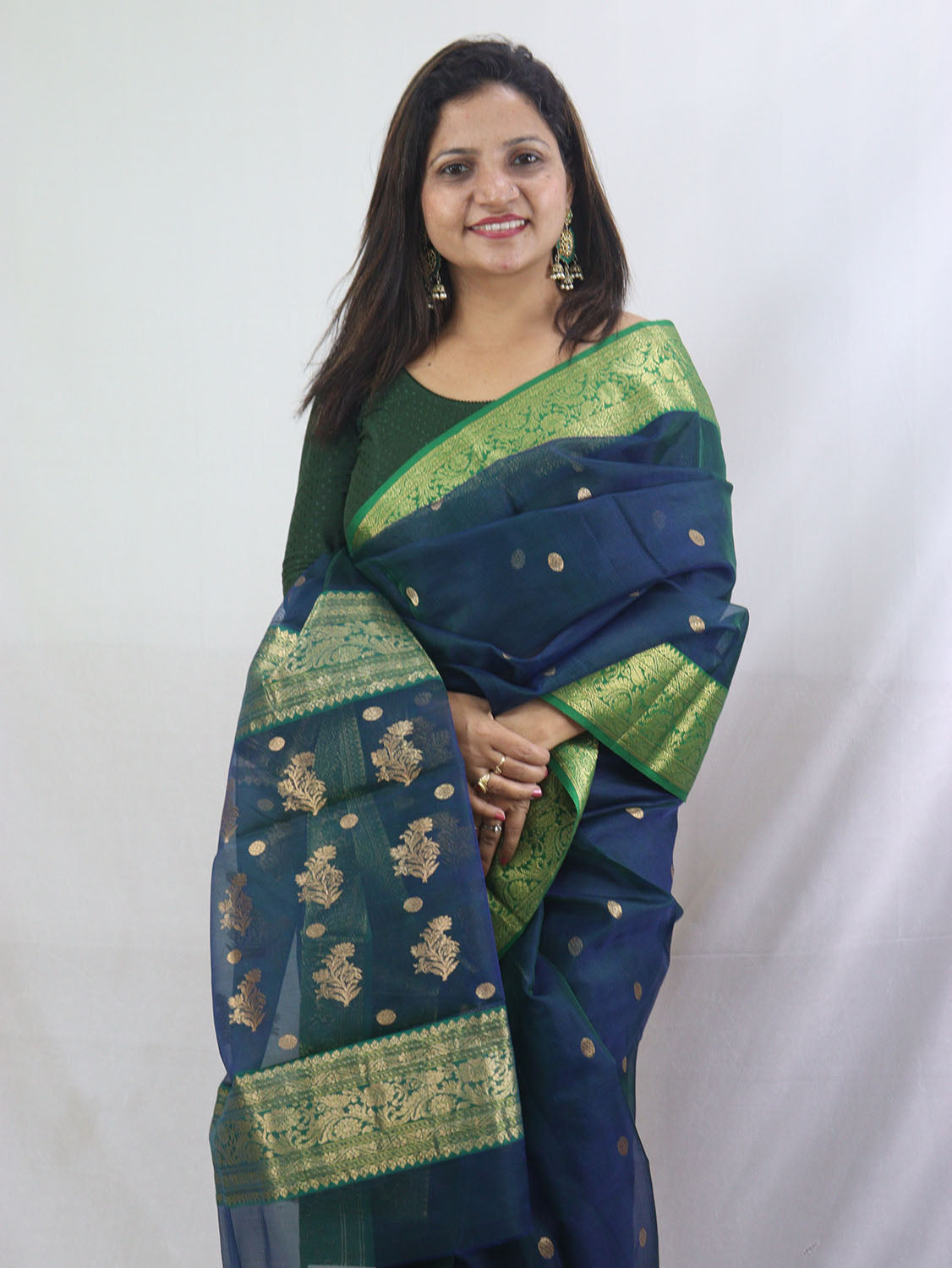 Exquisite Blue Handloom Chanderi Pure Katan Silk Saree - Perfect for Any Occasion - Luxurion World