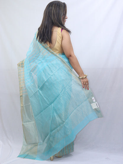 Stunning Blue Handloom Chanderi Cotton Silk Saree - Perfect for Any Occasion!
