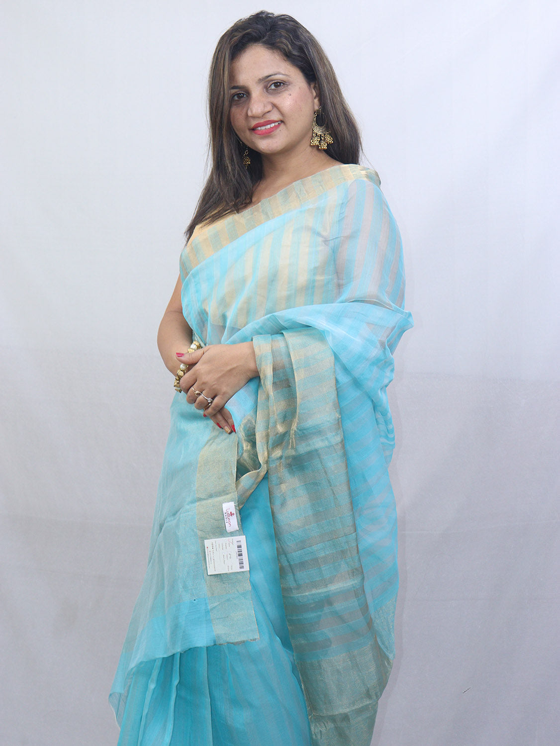 Stunning Blue Handloom Chanderi Cotton Silk Saree - Perfect for Any Occasion!