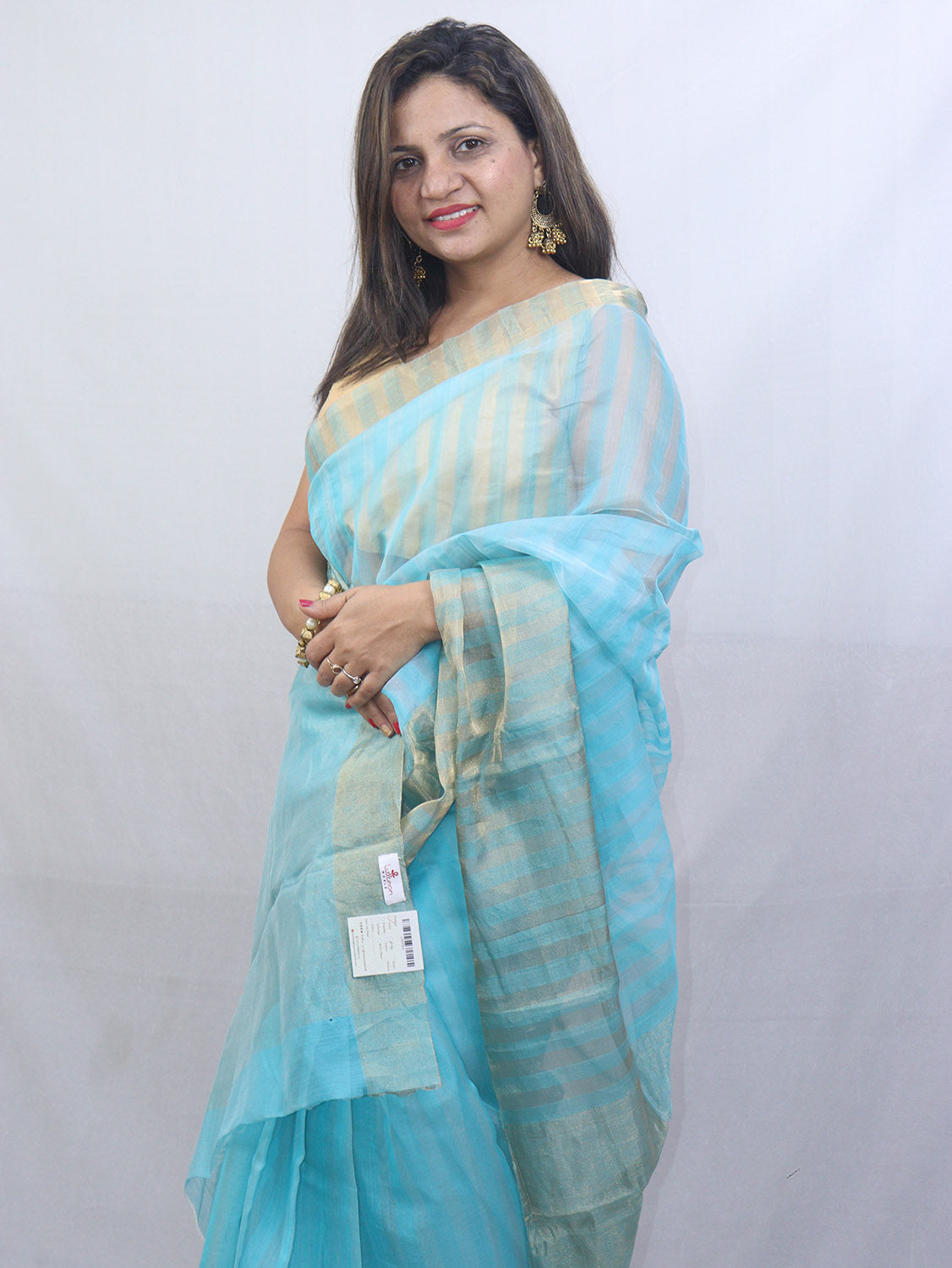 Stunning Blue Handloom Chanderi Cotton Silk Saree - Perfect for Any Occasion! - Luxurion World