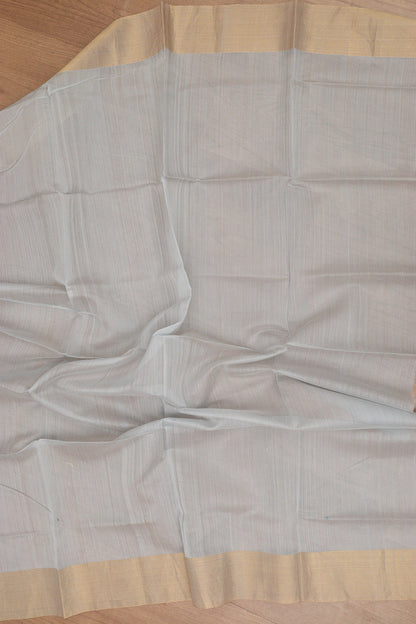 Elegant Grey Chanderi Handloom Cotton Silk Saree - Luxurion World