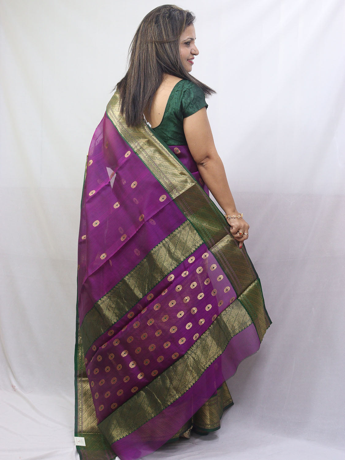 Purple Handloom Chanderi Pure Katan Silk Saree - Luxurion World