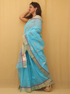Stunning Blue Handloom Chanderi Silk Cotton Saree - Perfect for Any Occasion! - Luxurion World