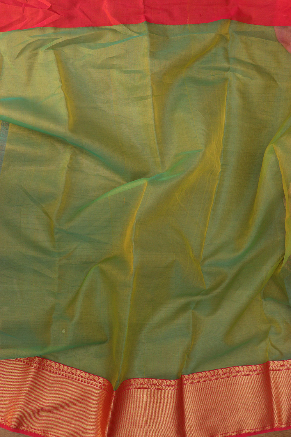 Green Chanderi Handloom Pure Katan Silk Peacock Design Saree - Luxurion World