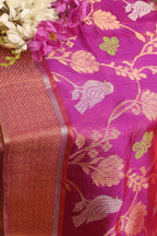 Purple Chanderi Handloom Pure Silk Saree - Luxurion World