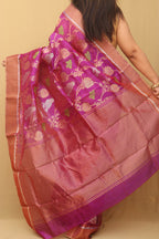 Purple Chanderi Handloom Pure Silk Saree - Luxurion World