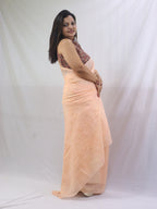 Stunning Orange Chikankari Saree with Intricate Embroidery - Pure Cotton - Luxurion World