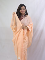 Stunning Orange Chikankari Saree with Intricate Embroidery - Pure Cotton - Luxurion World